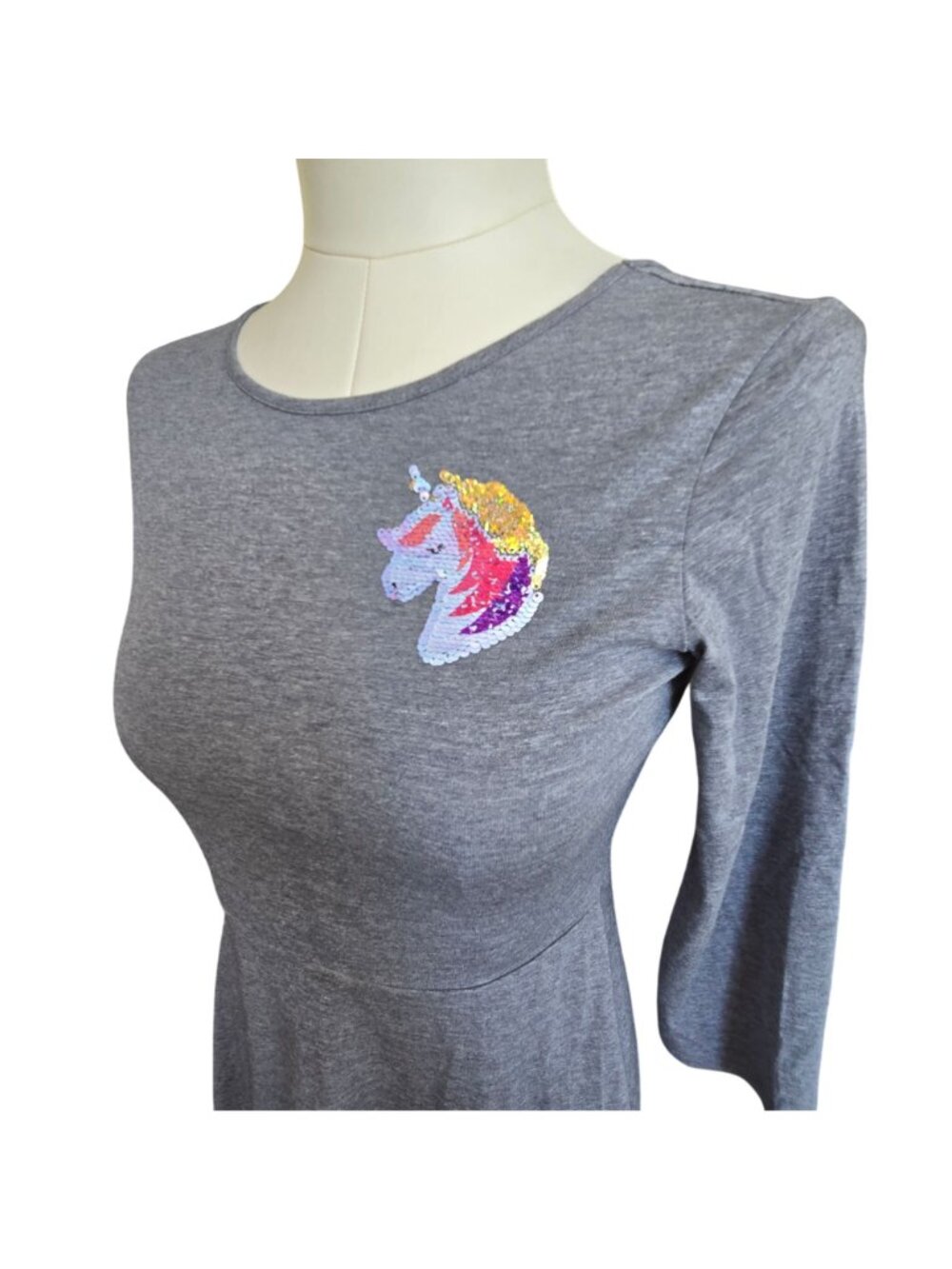Old Navy Girls Dress Unicorn Sequin Graphic Gray XXL (16) NWOT JJ4258 - Picture 5 of 8